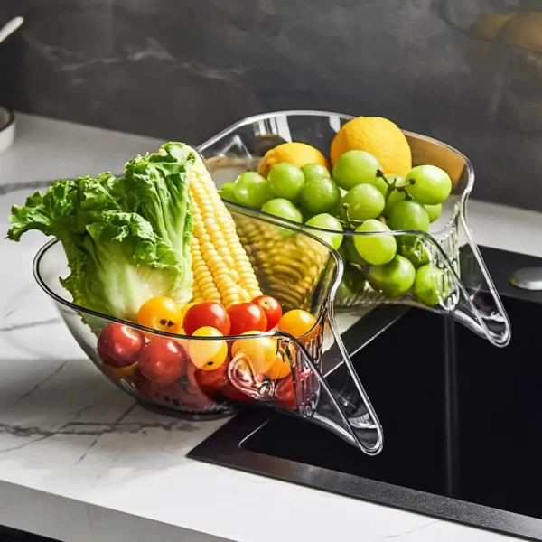 Drain Basket Fine Drainage Holes Basket Large Capacity Efficient Quick Drainage Sink Fruit Vegetable Washing Basket for Kitchen - Image 4