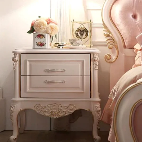 French Style Double Bed Elegant Pretty Pink Princess Bed Luxury Villa Cama Matrimonial Queen Bedroom Furniture Set - Image 5