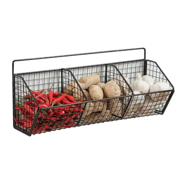 Onion Gginger Garlic Kitchen Shelf Wall Hanging Condiments Spice Vegetable Fruit Storage Rack Wall Drain Basket Punch-Free - Image 2