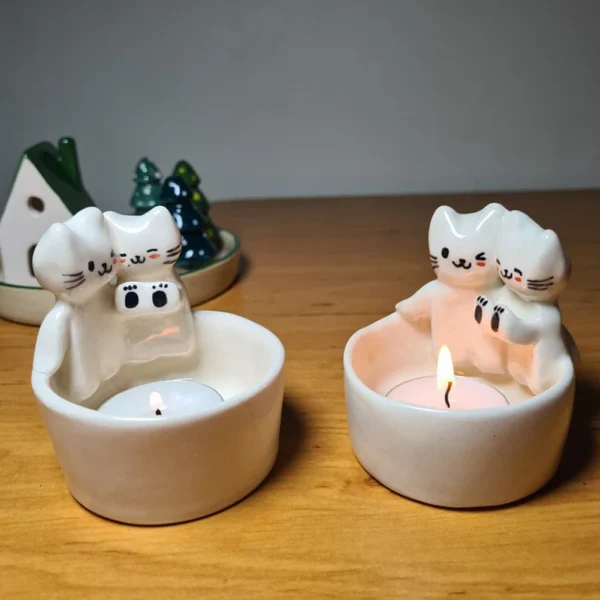 Cute Kitten Candle Holder Cat/Dog/Rabbit/Fox Candle Holder Funny Creative Lovely Scented Heat Resistant Crafts Home Decoration - Image 4