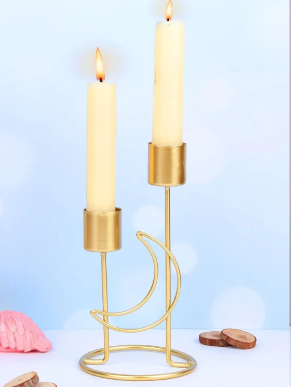 1pc Holder for Pillar Candles Metal Candlestick Moon Shape Stand Desktop Tealight Decoration for Dining Party Wedding - Image 3