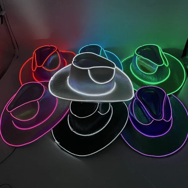 Revelry Party LED Luminous Colorful Cowboy Hat Bar Nightclub Dance Disco Decorative Luminous Hat Unisex Magic Cowboy Hat. - Image 3