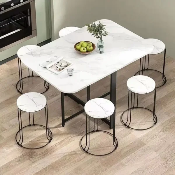 Joylove Folding Dining Table Home Imitation Rock Board Ultra-thin Multi-functional Combination Dining Table Multi-person Table - Image 4