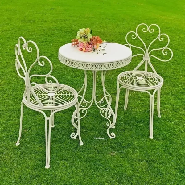 Retro Iron Outdoor Garden Furniture Sets Balcony Outdoor Furniture Sets Retro Restaurant Hotel Leisure Table Chairs Set - Image 2