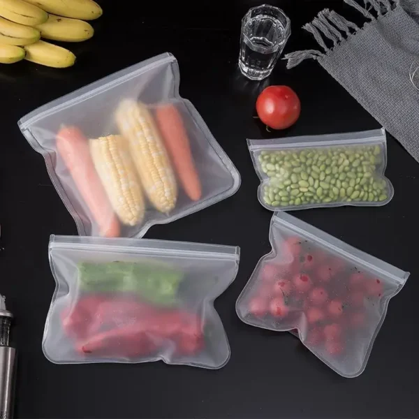 Silicone Food Storage Containers Reusable Food Storage Bags Lunch Bags Stand Up Zip Shut Bag Cup Fresh Food Leakproof Containers - Image 3