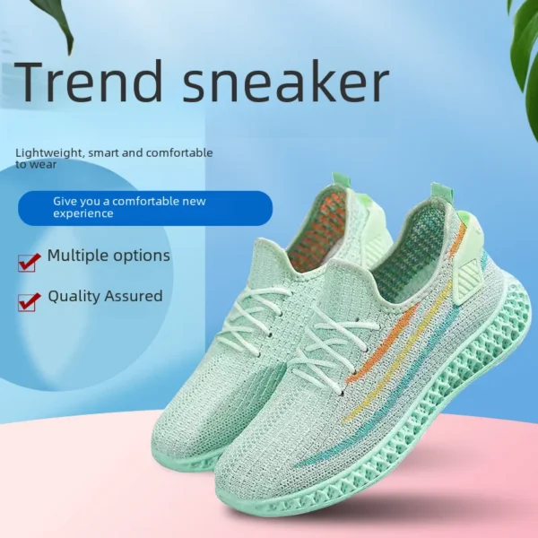 Versatile Women's Casual Shoes Breathable Sport Shoes Summer New Style Korean Version Slip-on Flats Coconut - Image 2