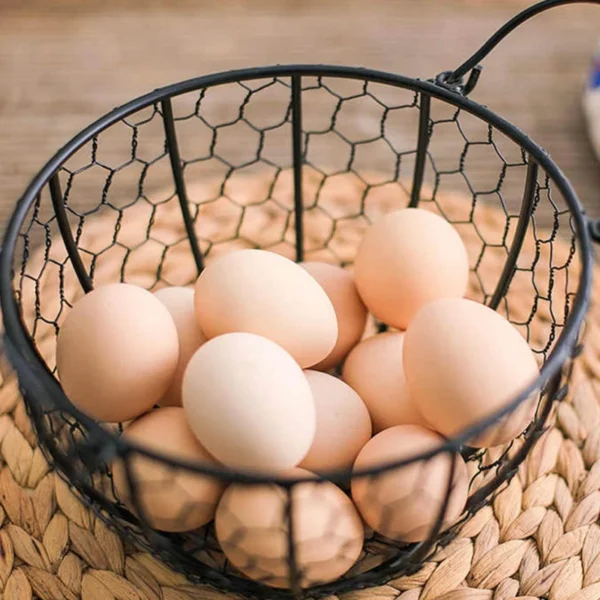 High quality Kitchen Storage Metal Wire Egg Basket Farm Chicken Cover Egg Holder Organizer Storage basket