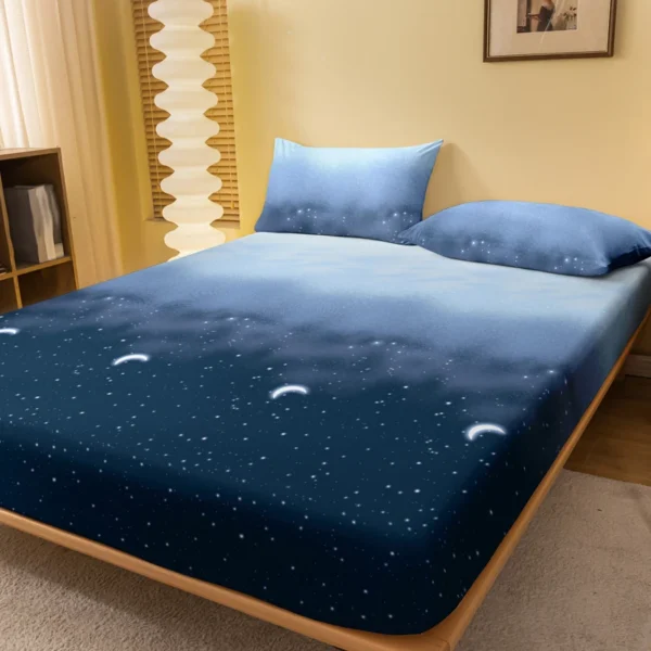 1 piece of fantasy starry sky patterned frosted bedsheet, bedroom printed bedspread, bedding (excluding pillowcases)