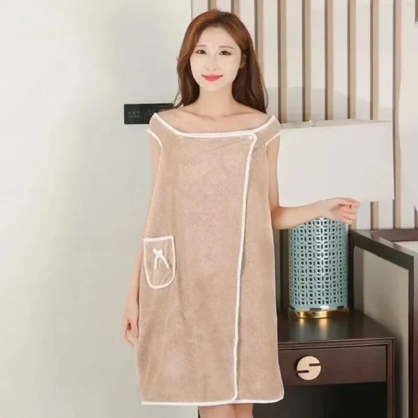 Wearable Style Bath Towels Soft  Absorbent Towel Dress Thickened Water Absorbing Bathrobe Wearable Camisole Coral Fleece Towel - Image 4