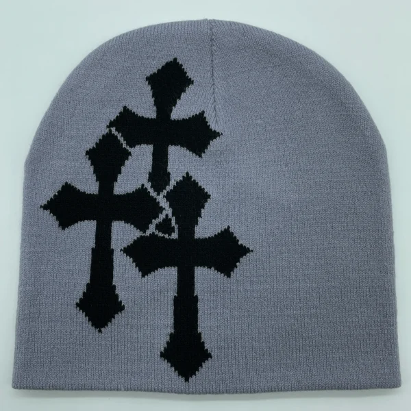 Y2K Crucifix Jacquard Knitted Hat, European And American Popularity Hip Hop Hat, Street Trend Fashion Personality Adult Hat - Image 5