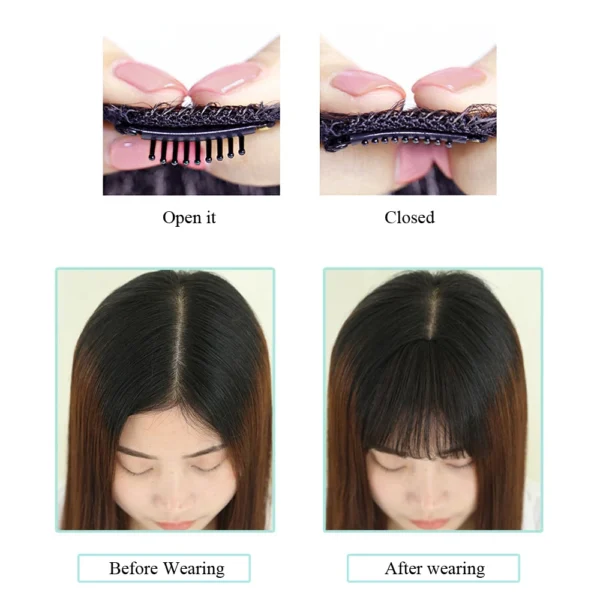 Synthetic Air Bangs Natural Short Brown Black Fake Hair Fringe Extension 1 Clip In Hairpieces Accessories For Women Girl - Image 3