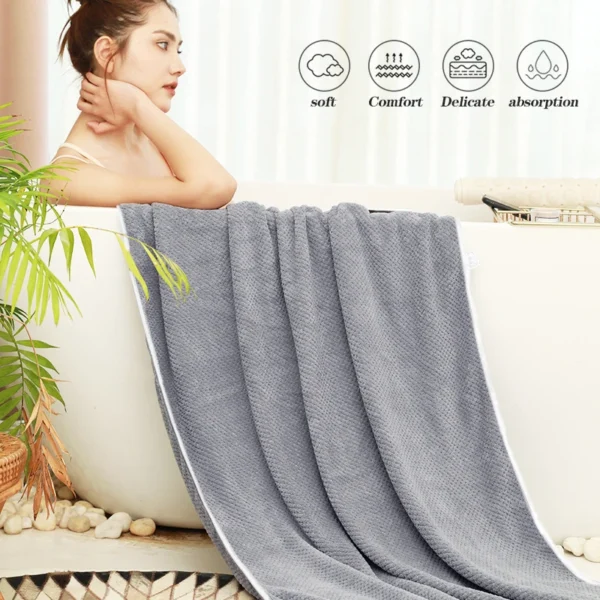 Oversize Microfiber Grey Bath Towel 35" x 70" Bath Towels for Shower Pool Beach Super Absorbent Soft Quick Dry Large Size - Image 5