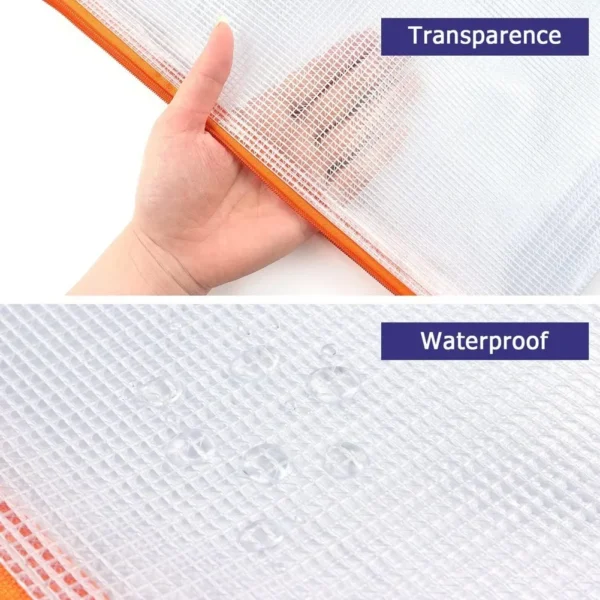 10pcs Mesh Zipper Pouch Waterproof Plastic Document Pouch Multipurpose for Travel Storage Office Appliances Home Organize Bags - Image 4