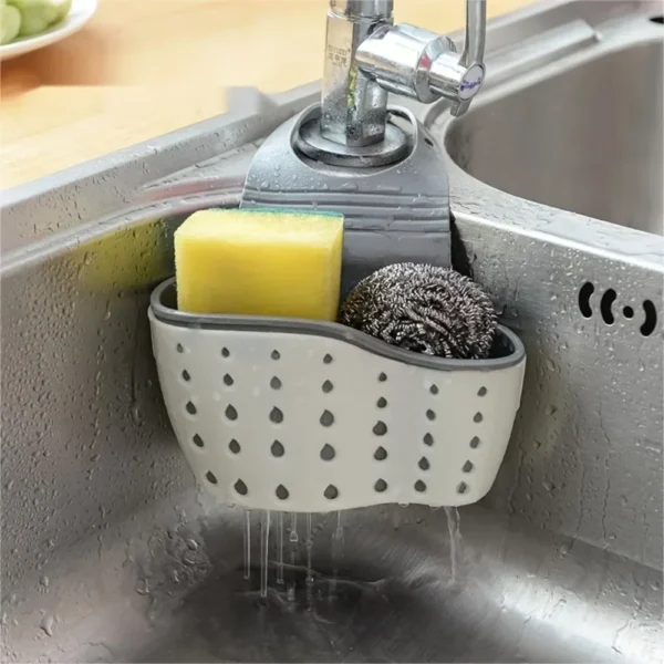 Sink Draining Basket Hanging Bag Faucet Sponge Shelf Dishwashing Sink No-punch Storage Storage Hanging Basket Organizing Rack - Image 2