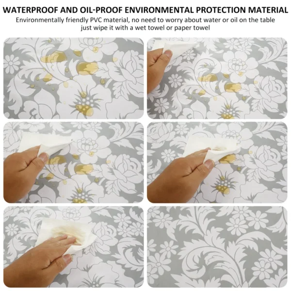 Round Tablecloth PVC Waterproof Oil-Proof Elastic Edged Party Wedding Table Cloth Home Decor Kitchen Table Protection Cover - Image 5