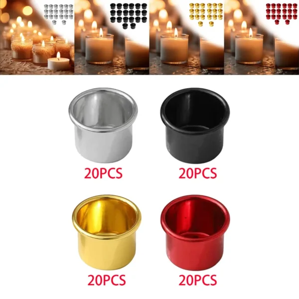 20 Pieces Metal Candlestick Ornament Desktop Candle Making Candle Cup for Living Room Halloween Birthday Dinner Festival - Image 2