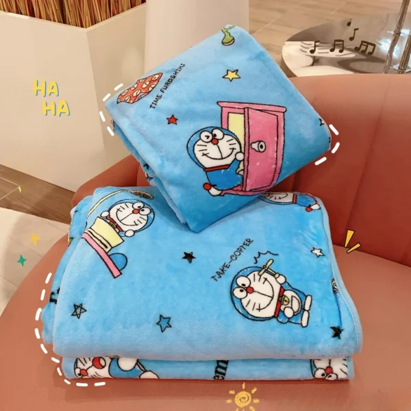 Kawaii Doraemon Blanket Comfortable Cartoon Cartoon Pattern Printing Flannel Blanket Office Nap Blanket Bedroom Bedspread Girl - Image 2