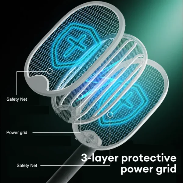 Foldable Electric Mosquito Killer Fly Swatter Trap USB Rechargeable Mosquito Racket Insect Killer with UV Light Bug Zapper 3000V - Image 6