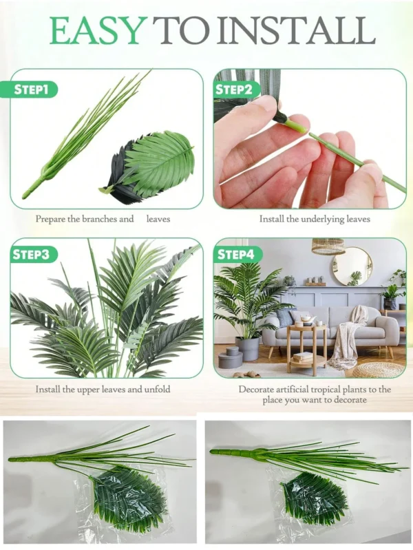 70-120cm Large Artificial Palm Tree Plastic Turtle Back Plants Leaf Schefflera Tropical Tree Home Office Party Outdoor Decor - Image 5