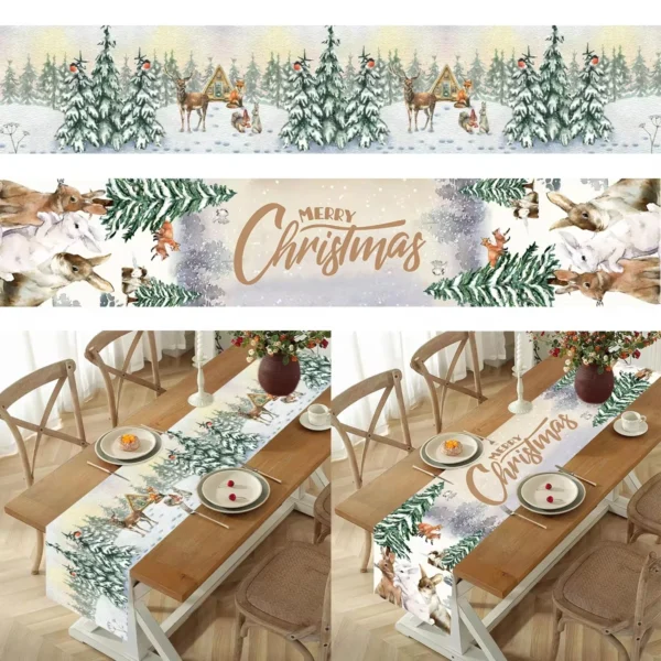 Christmas Table Runner Merry Christmas Decorations For Home 2024 Cristmas Table Flag Cover Navidad Noel Gift New year Tablecloth - Image 2