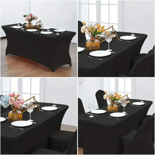 6FT Stretch Table Cover Elastic Stretchable Rectangular Folding Tablecloths for Home Parties Outdoors Table Protector - Image 3