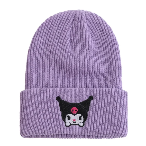 Hot Sale Saniro Hello Kitty Beanie Hat Women Cute Cartoon Cinnamoroll Melody Kuromi Winter Knitted Cap - Image 2