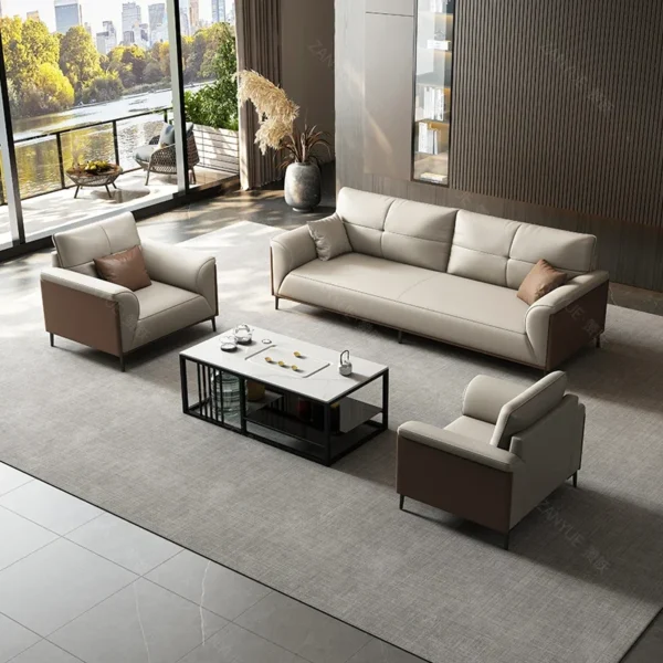 Designer Luxury Living Room Sofa Set Minimalist Beige Sectional Modern Nordic Sofas Puffs Double Canape Salon Home Furniture - Image 5