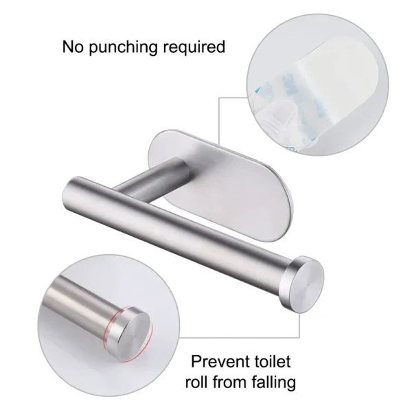 Self Adhesive Toilet Paper Towel Holder Stainless Steel Wall Mount  No Punching Tissue Towel Roll Dispenser for Bathroom Kitchen - Image 3