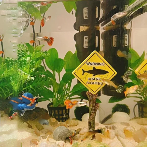 Resin Aquarium Decoration Ornaments Artificial Shark Warning Sign Landscaping Accessories for Fish Tank Aquarium Background - Image 4