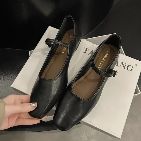 2023 Summer New Brand Women Flats Fashion Square Toe Shallow Mary Jane Shoes Soft Casual Ballet Shoes Slingback Shoes - Image 5