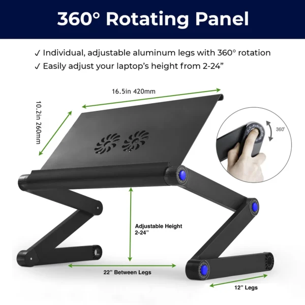 Laptop Stand Desk Adjustable Riser Portable with Mouse Pad Aluminum Laptop table Cooling Holder desk for bed desktop - Image 4