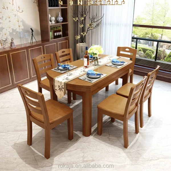 Economic Round Wooden Dining Tables Expandable Used Restaurant Dining Table And Chair Set - Image 5