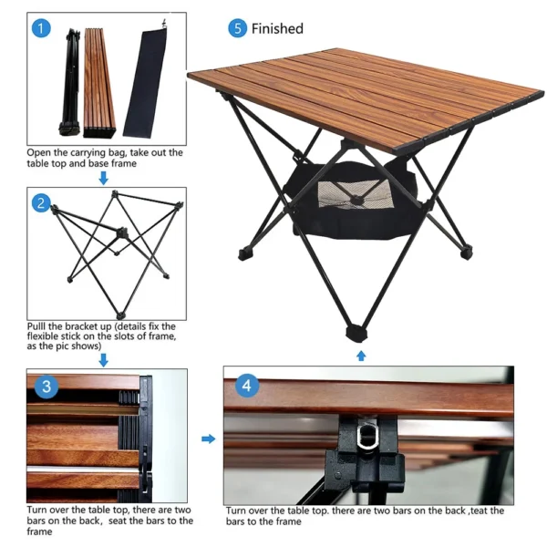 Outdoor Dining Table Aluminum Portable Ultralight Folding Camping Table Can Be Folded for Family Gatherings, Picnic Barbecue - Image 4