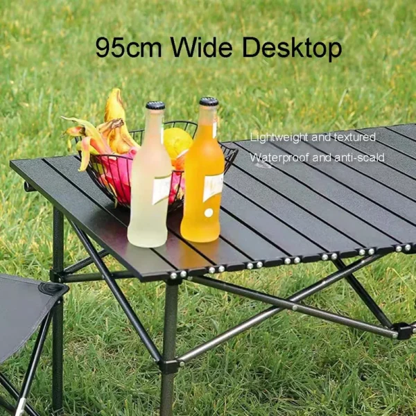 Outdoor Folding Long Table Portable Storage Black Camping Desk Barbecue Easy To Install With Net Bag Light Stable - Image 5