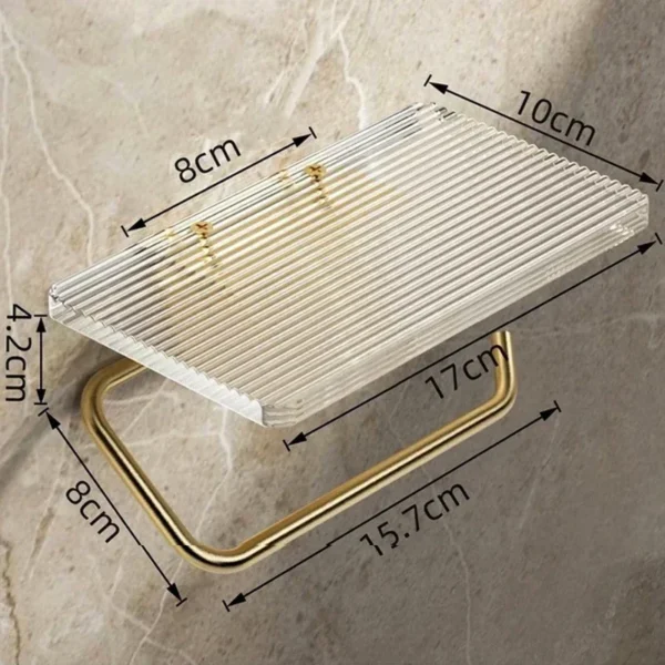 Luxury Gold Toilet Paper Holder with Shelf No Punching Acrylic Roll Paper Holder Tissue Hanger Bathroom Accessories  Bathroom - Image 6