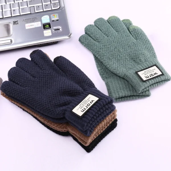 Winter Men Knitted Gloves Touch Screen High Quality Male Mitten Thicken Warm Wool Cashmere Solid Men Business Gloves Autumn - Image 2