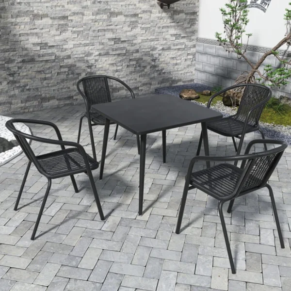 Outdoor Dining Table and Chairs Courtyard White Long Square Table Outdoor Casual Salon De Jardin Garden Furniture Sets WK50HY - Image 2