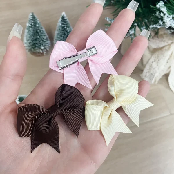 10Pcs/Set New Cute Solid Ribbon Bowknot Hair Clips for Baby Girls Handmade Bows Hairpin Barrettes Headwear Kids Hair Accessories - Image 4