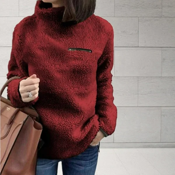 Winter Super Soft and Comfortable Solid Color Turtleneck Pullover Women's Sweater Fashion Zipper Sexy Top Ladies Hipster Clothes - Image 4