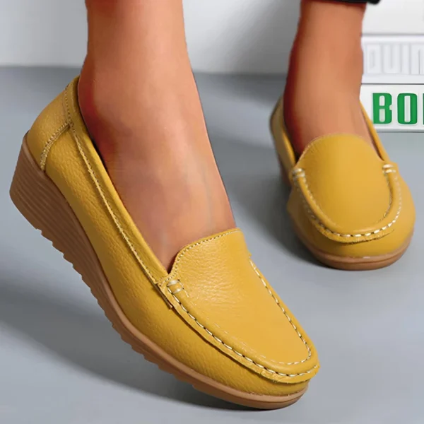 Leather Shoes For Women Flats White Black Loafers With Heels Shoes Casual Women's Moccasins Slip On Flat Shoes Summer Footwear - Image 3