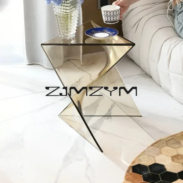 Acrylic Sofa Side Table Living Room Transparent Geometric Coffee Table Minimalist Bedside Table Corner Table Furniture - Image 3