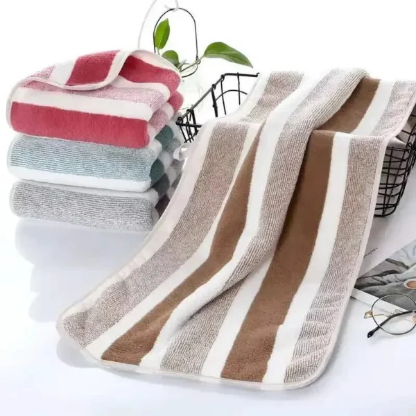 Striped Pattern Towel Set Soft Hand Towel Bath Towel Quick Drying Absorbent Towels For Bathroom - Image 3