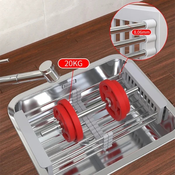 Stainless Steel Telescopic Sink Drain Rack Fruit And Vegetable Dishes And Chopsticks Washing Vegetable Drain Basket - Image 4