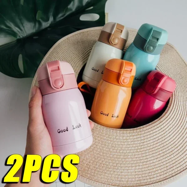 1/2PCS Goodluck Small Cute Mini Thermos Cup MINI Portable Creative Pot Belly Water Cup Pocket Cup with Hand Gift