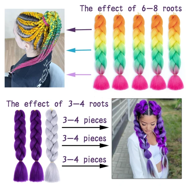 24 Inch Jumbo Braids Extensions Synthetic Braiding Hair Afro Ombre Color kanekalon Hair for Children Braid - Image 4