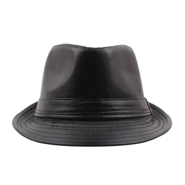 PU Leather Gift Fedoras  for Middle-aged and Elderly Autumn and Winter Outdoor Leisure Gentlemen Jazz Hat for Men Panama Hat - Image 2