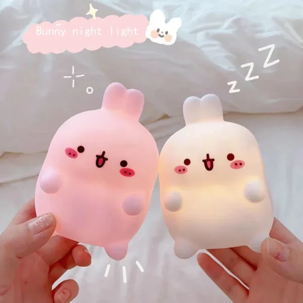 Rabbit Night Light Bedhead Bedroom LED Small Table Light Non Plug In Floor Stand Creative Atmosphere Night Light Decoration - Image 4