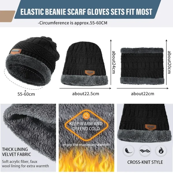 2022 Winter Beanie Hat for Men Knitted Hat Winter Cap Beanie Women Thick Wool Neck Scarf Cap Balaclava Mask Bonnet Hats - Image 3