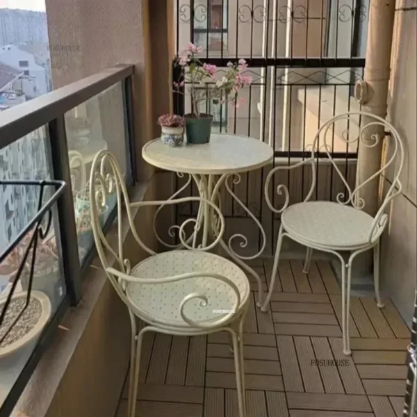 Retro Iron Garden Furniture Sets Balcony Outdoor Furniture Sets Outdoor Garden Balcony Cafe Dining Table Chairs Set For Garden - Image 4