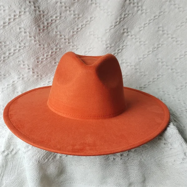 Suede 9.5cm Wide brimmed Women's Hat Men's Church Jazz Hat Fedoras Cowboy Hat Panama Hat - Image 6